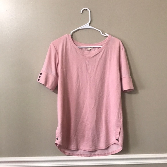 Love & Delancey Pink Short Sleeve Button Top - Picture 1 of 6